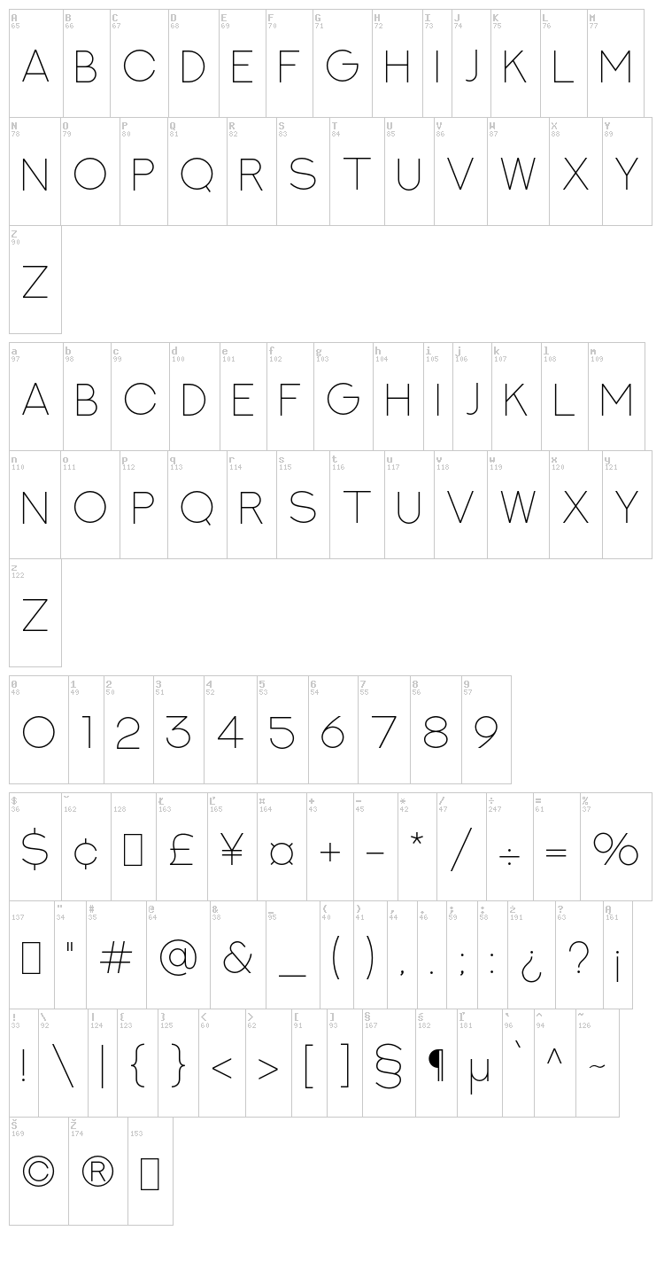 Next Art font map